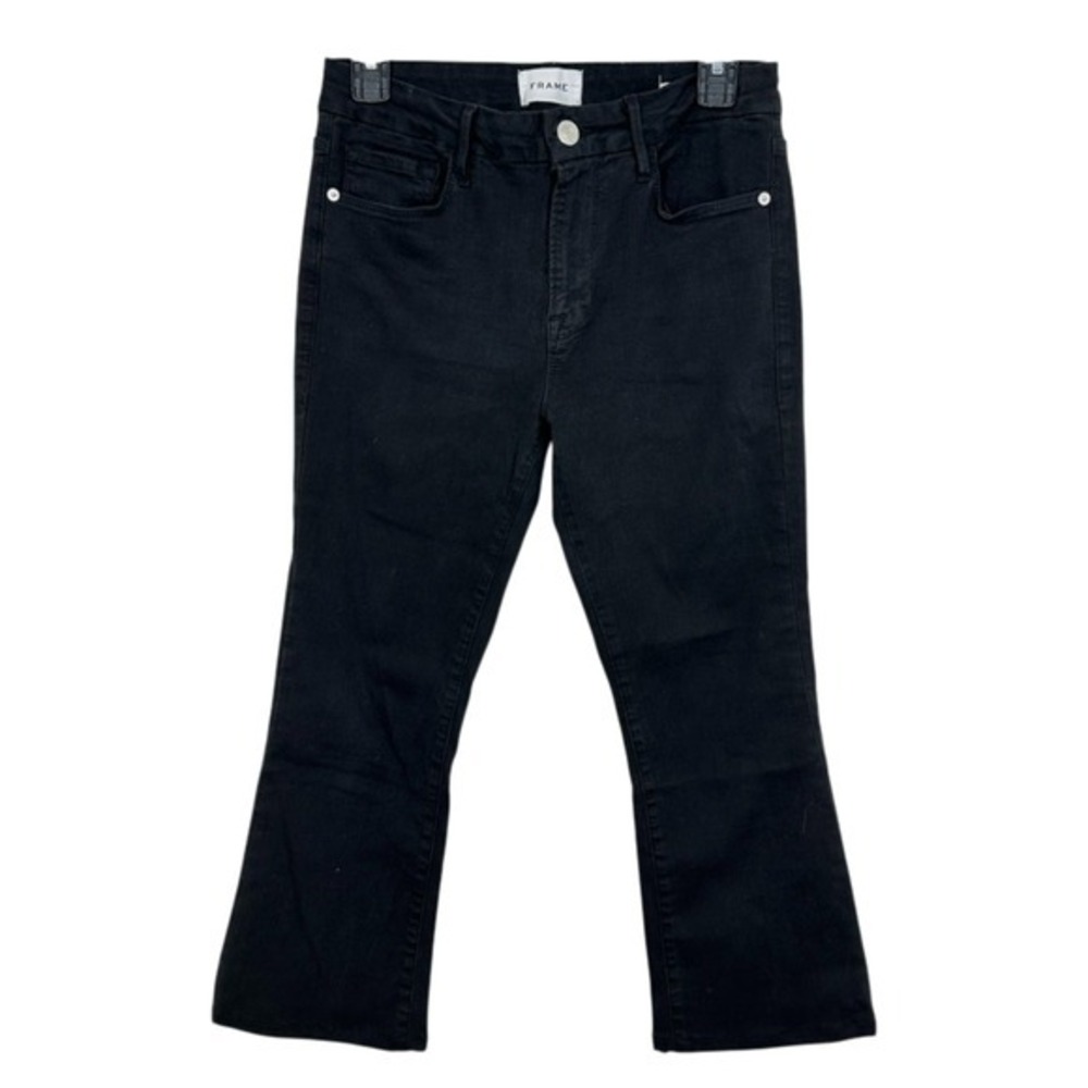 FRAME Le Crop Mini Boot Jeans Black Denim Cropped Flare‎ Womens Size 28 - Picture 1 of 9